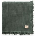 Cigit Dört Kat Püsküllü Organic Müslin Battaniye 80X120 Cm Haki Yeşili - 80 x 120 cm