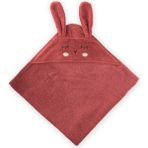 Cigit Kulaklı Tavşan Nakışlı Bebek Banyo Havlusu 75X75 cm Rust - 75 x 75 cm - Kiremit