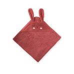 Cigit Kulaklı Tavşan Nakışlı Bebek Banyo Havlusu 75x75 Cm Rust