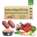 Çiğmamam Kırmızı Ve Beyaz Etli Tahılsız Köpek Barf Maması 12 Kg 250 Gr 48 Adet