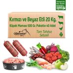 Çiğmamam Kırmızı Ve Beyaz Etli Tahılsız Köpek Barf Maması 20 Kg 500 Gr 40 Adet