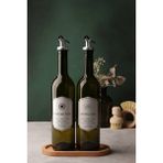 Ciho Ahşap Stantlı Amber 2'li 750 ml Zeytinyağı Sıvıyağ Şişesi Yağdanlık Yağlık Cam Şişe - Yeşil