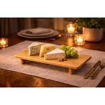 Ciho Bambu Ayaklıdikdörtgen Sunumluk 16,5X39,5 cm Kek Peynir Kahvaltılık Servis Sunum Tabağı Tepsisi - Kahve