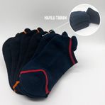CİHO SOCKS 6 Çift Kadın Kışlık Havlu Taban Siyah Lacivert Çekçekli Patik Çorap SİYAH LACİVERT 36-40