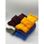 Ciho Socks 6 Çift Kadın Kışlık, Kalın, Kıvrık, Lastiksiz Termal Soket Çorap - Beyaz - Bordo - 36 - 40