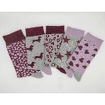 Ciho Socks Daily 5 Çift Kadın Pamuklu Günlük Spor Desenli Eğlenceli Soket Çorap - Çok Renkli-KR1 - 36 - 40
