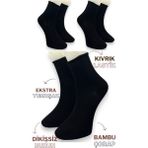Ciho Socks Premium 3 Çift Bambu Kadın Lastiksiz Roll Top Soket Dikişsiz Çorap / Iz Bırakmaz / Sıkmayan Çorap - 36 - 40 - 01-Siyah