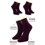 Ciho Socks Premium 3 Çift Bambu Kadın Lastiksiz Roll Top Soket Dikişsiz Çorap / Iz Bırakmaz / Sıkmayan Çorap - 36 - 40 - Bordo