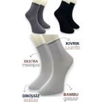 Ciho Socks Premium 3 Çift Bambu Kadın Lastiksiz Roll Top Soket Dikişsiz Çorap / Iz Bırakmaz / Sıkmayan Çorap - 36 - 40 - Gri