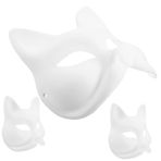 Ciieeo 3 Kedi Maskesi Maskeleri Beyaz Kedi Maskeleri Kağıt Boyasız Boş DIY Cadılar Bayramı Maskesi Hayvan Yarım Yüz Giyinme Maskesi Masquerade Cosplay Parti