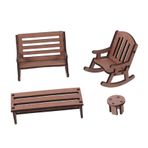 Ciieeo 4pcs Rustik Ahşap Tezgah Sandalye Ve Minyatür Masa Tezgahı Dollhouse Aksesuarları Mikro Peyzaj Süslemesi