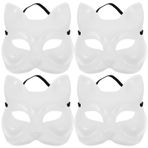 Ciieeo Kedi Maskesi 4 Maskeleri Beyaz Kedi Maskeleri Boyamak Için Boş Hayvan Giydirme Maskeleri El Boyalı Maskeler Hayvan Düz Maskeli Balo Cosplay Maskeleri Bantlı Cosplay