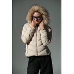 Çıkabilir Suni Kürklü Kapüşon, Su Iticili Kumaş, Kadın Anorak Mikro Mont @avele - Taş - XL