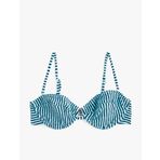 Çıkarılabilir Askılı Dokulu Çizgili Balenli Bikini Üstü