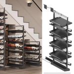 Çıkarılabilir ayakkabı rafı, Ayarlanabilir 8 Katmanlı Döner Ayakkabı Rafı Düzenleyici Kulesi, Dolap ve Yatak Odası için Pull-Out Metal Depolama - Geri Çekilebilir İstiflenebilir Tasarım (H113-125 cm