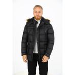 Çıkarılabilir Kapüşonlu Kalın Şişme Erkek Mont - 2XL - Siyah