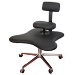 Çıkarılabilir Sırt Desteği ve Frenli Tekerleklere Sahip Ergonomik Çapraz Bacaklı Ofis Koltuğu Meditasyon Ev ve Ofis Kullanımı İçin Duruş Koltuğu 330 lbs'ye Kadar Destekler, Siya,Black-One Size
