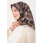 Çikolata Kahve Karışık Retro Twill İpek Eşarp