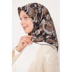Çikolata Kahve Karışık Retro Twill İpek Eşarp