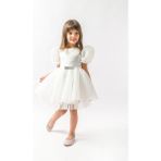 Çilek Bebe Tüllü Ve Saten Doğum Günü Ve Bayramlık Çocuk Abiyesi - 1 - 2 Yaş - 001-Beyaz