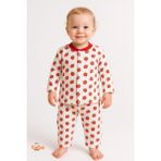 Çilek Desenli Bebek Pijama Takımı 9-12 Ay %100 Pamuk,unisex Bebek 2’li Set Uzun Kollu Rahat ve Şirin - 9 - 12 Ay