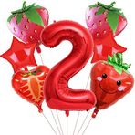 Çilek Doğum Günü Partisi Balonları, Tatlı Çilek Folyo Balonlar Kızlar için Sevimli Meyve Balonları Çilek Temalı Doğum Günü Partisi Dekorasyonları (2. adet)