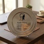 Çılgıntrend Atatürk Tasarımlı Ayaklı Gümüş Metal Tabak Plaket - Kişiye Özel Baskılı Teşekkür Ödülü - standart