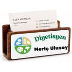 Çılgıntrend Diyetisyen Ofis Hediyesi Ahşap Kartlık - Isimli Klinik Masaüstü Isimliği - Kahverengi - standart - kartvizitlik