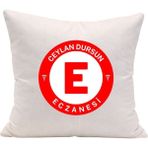 Çılgıntrend Eczacılara Özel Tasarım Kırlent Kılıfı - Eczane Ismi Yazılabilir - Beyaz - standart