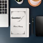 Çılgıntrend Gazetecilere Özel Kişiye Özel Deri Kapak Hediyelik Not Defteri - Beyaz - 23 x 13