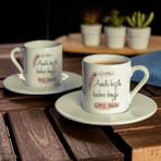 Çılgıntrend Isme Özel Analı Kızlı Kahve Fincan Seti - 100 ml - Beyaz