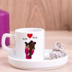 Çılgıntrend Kişiye Özel Anne Çocuk Tasarımlı Kahve Fincanı - 100 ml - Beyaz