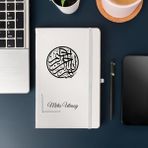 Çılgıntrend Kişiye Özel Besmele Hat Yazılı Deri Kapak Hediyelik Defter - Beyaz - 23 x 13 - not defteri