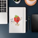 Çılgıntrend Kişiye Özel Çilek Karakterli Eğlenceli Tasarım Deri Kapak Defter - Beyaz - 23 x 13 - not defteri