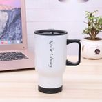 Çılgıntrend Kişiye Özel Kulplu Çelik Bardak Termos - 450MLT - Beyaz - 400 ml