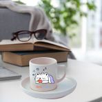 Çılgıntrend Kişiye Özel Panda Tasarımlı Türk Kahve Fincanı ve Altı - Beyaz