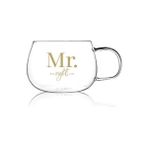 Çılgıntrend Mr.Right Erkek Haklı Model Kulplu Borosilikat 400 ml Cam Bardak Kupa