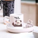 Çılgıntrend Thank You Panda Tasarımlı Türk Kahvesi Fincanı – Sevimli Mesajlı Kahve Fincanı - Beyaz - 17,8 x 8 x 16 cm