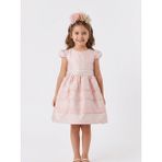 Ciliegia Dolls Kız Çocuk Jakarlı Ay Kol Abiye Elbise - Arkası Kuşaklı Astarlı Prenses Model Elbise - Pembe - 1 Yaş