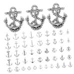 CIMAXIC 50pcs Retro Ankraj Anahtarlık Kolyeleri Çinko Alaşım, El Sanatları Mücevherleri Için Doğa Takıları Anahtar Yüzük Aksesuarları Vintage Metal Anahtar Koltuklar