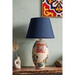Ciment Handmade Desenli Abajur Lacivert