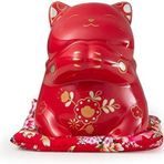 Çin Feng Shui Beyaz Seramik Şanslı Kedi Figürü Maneki Neko Fortune Kedi Porselen Kumbara Ev Ofis Mağaza Dekorasyonu için Şanslı Charm Kumbara Heykelciği, Kırmızı, beyaz, S