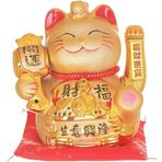 Çin Feng Shui Porselen Altın Şanslı Sallayan Kedi Figürü Hareketli Kollu Seramik Maneki Neko Sallayarak Fortune Kedi Heykelciği Ev Ofis ve Mağaza Dekorasyonu için