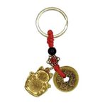 Çin Feng Shui Şans Ve Bereket Parası Maneki Neko Metal Anahtarlık