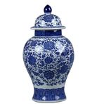 Çin Seramik Retro Kavanoz Mavi ve Beyaz Çin Tarzı Çiçekli Zencefil Kavanoz Vazo Çin Geleneksel Antika Porselen Vazo, A-w27xh52cm,A-w27xh52cm