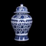 Çin Seramik Retro Kavanoz Mavi ve Beyaz Çin Tarzı Çiçekli Zencefil Kavanoz Vazo Çin Geleneksel Antika Porselen Vazo, Y-G20xY34cm,H-w20xh34cm
