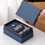 Çin Seyahat Çay Setleri Çay Fincanı Çaydanlık, Yetişkinler İçin Japon Mavi Çay Setleri, Erkekler İçin Porselen Vintage Çay Takımı Hediyeler, Taşınabilir Seyahat Çantası (,Blue-Gift box