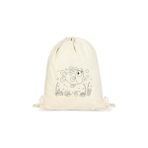 Çınar Bez Çanta Çınar Balık Boyama Desenli Büzgülü Sırt Çantası Krem Renk 32x45 cm Doğal Pamuk Kumaş