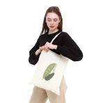 Çınar Bez Çanta Green Leaf Baskılı Ham Bez Çanta