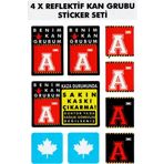 Çınar Extreme A Rh- Negatif Kaskımı Çıkartma Yazılı 7 Parçalı Reflektif Kan Grubu Sticker Seti